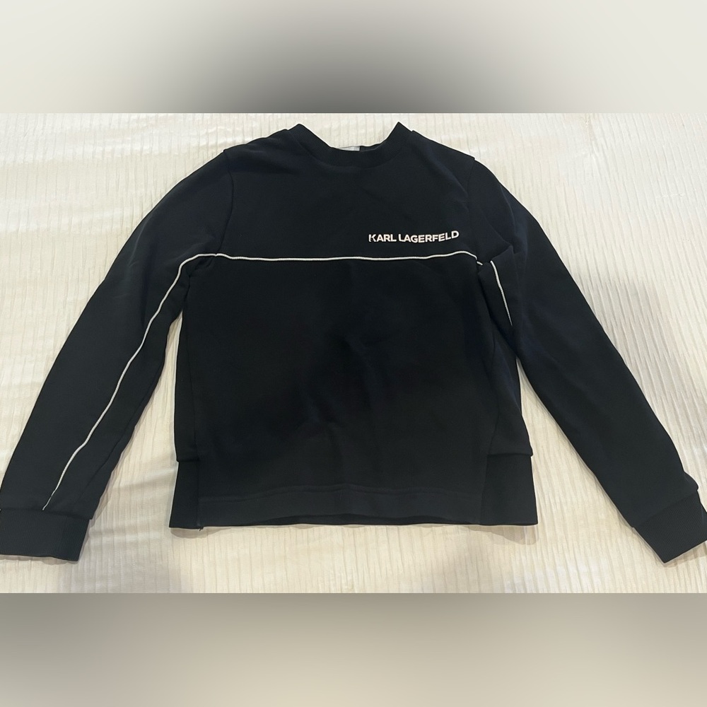 Kids Karl Lagerfeld Black Logo Crewneck Sweatshirt Size 12